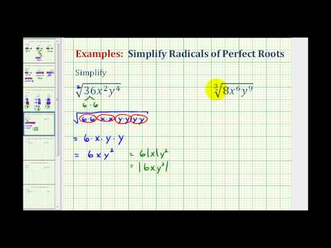 Ex: Simplify Radicals with Variables – Perfect Roots | Math Help from ...