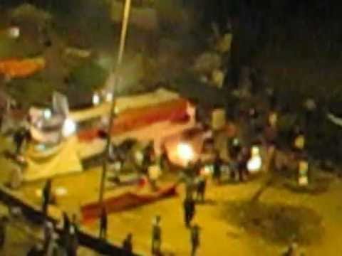 tahrir tents - A fight has resulted in the eventual burning of a part of the big tent that was in middle of the square. April 4, 2012 @ 20.45.