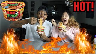 BLAZING HOT NOODLE CHALLENGE! (BURNED OUR MOUTH)