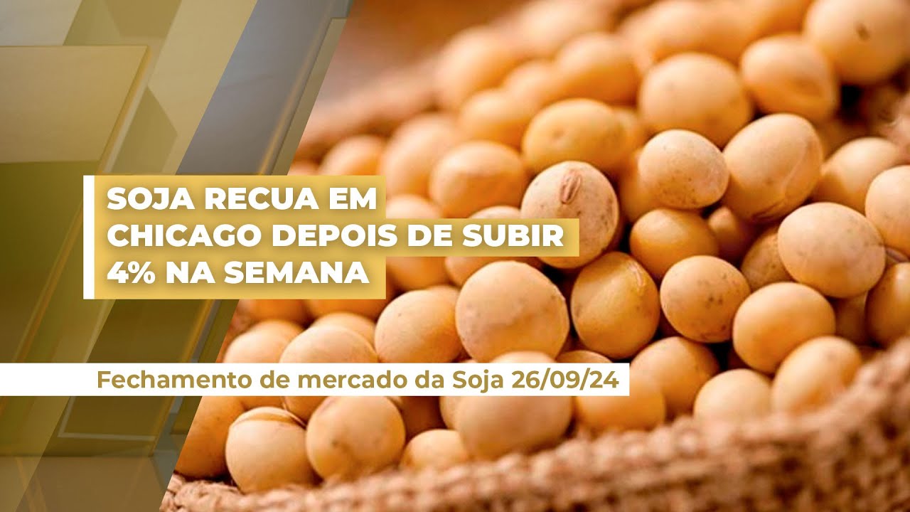 Depois de subir 4% na semana, soja recua em Chicago acompanhando queda do petróleo