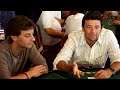 bruel raises to 400 utg with kq of spade.
everyone folds until the big blind that pushes all in for his remaining 27.000 chips and aj of suit !!

bruel, with about 8.000 of chips, does not understand that push (neither do i!!), and folds his kq.