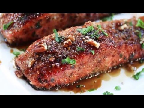 WALNUT ENCRUSTED SALMON WITH HONEY BACON GLAZE