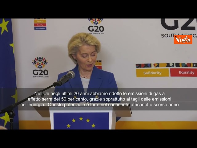 Von der Leyen al G20: Siamo contro le emissioni, non contro le fonti fossili