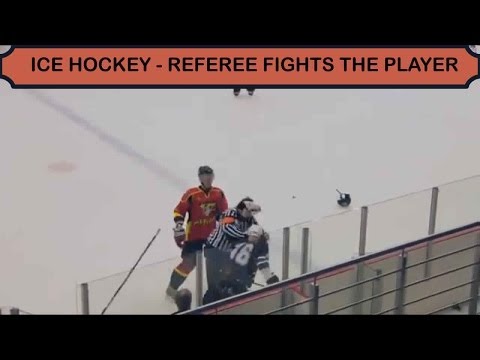 Ice Hockey – Referee fights player (HD)