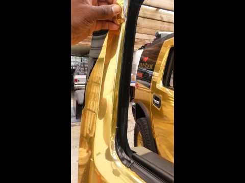 M3 wrap removing off H2 Hummer gold chrome vinyl