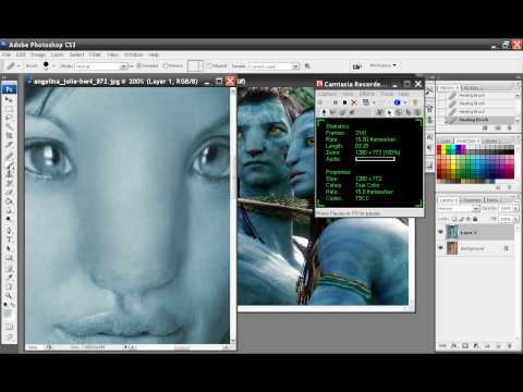 Tutorial Photoshop - Angelina Jolie Na'vi becomes part of the photo 2