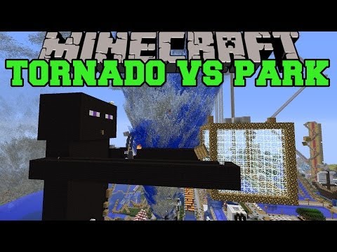 TORNADO MOD VS FUNLAND - Minecraft Mods Vs Maps (Destructive Weather, Amusement Park)