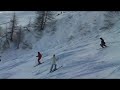 skiing across moguls