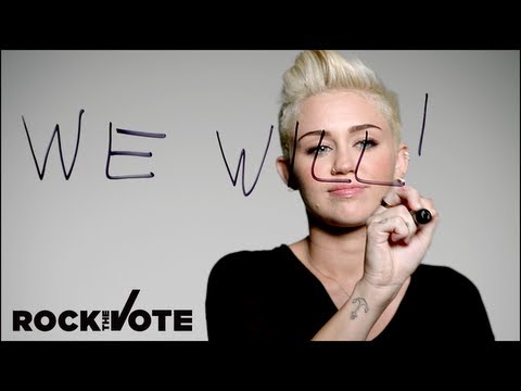 Miley Cyrus rocks the vote