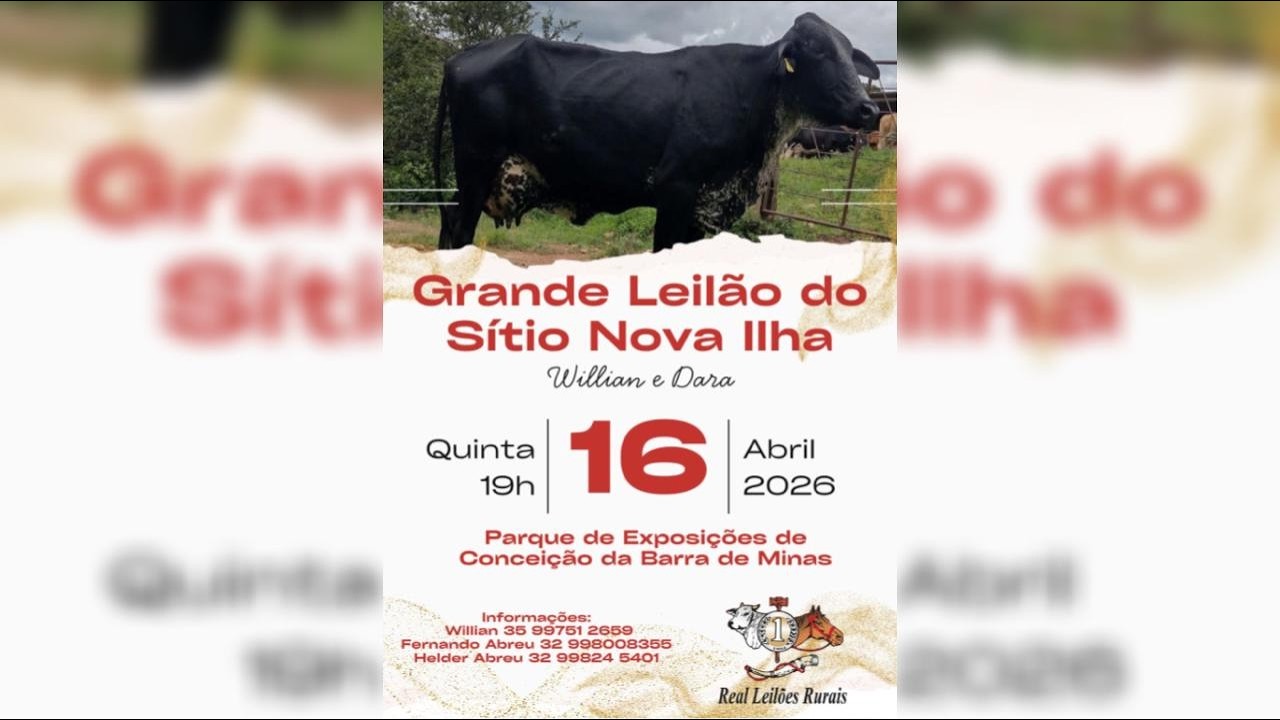 GRANDE LEILÃO SÍTIO NOVA ILHA - WILLIAN & DARA -CONCEIÇÃO DA BARRA DE MINAS/MG - 16/04/26
