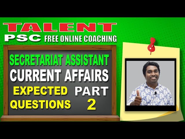 Current Affairs : Prepare For Secretariat Assistant KPSC (Part 2) | October 2018 | TALENT ACADEMY