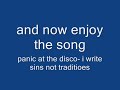 panic at the disco- i wirte sins not tradigities panic at the disco- i wirte sins not tradigities