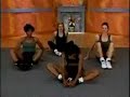 Funny girl farts while doing yoga.