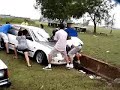 Proton Wira crash into drain Proton Wira crash into drain