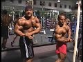 Bodybuilders David Henry and Darryl Bush pose