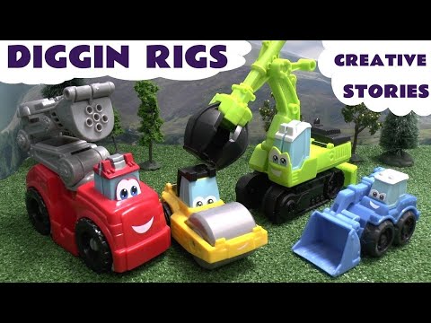 Thomas The Tank Play Doh Diggin Rigs Accident Crash Rescue Stories Bus Helicopter Fire Engine