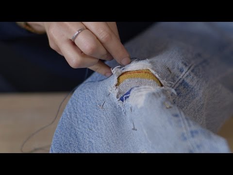 how to sew a patch on jeans by hand