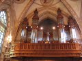 magdalena rainko plays organ recital in christ the king metropolitan cathedral in city of katowice, poland.