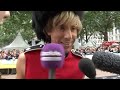 Bruno takes some time to flirt with Absolute Radio's 'cute' reporter Adrian Hieatt. Bruno came to the London Premiere dressed to impress in a rather skimpy take on the Queen's Guards uniform. www.absoluteradio.co.uk