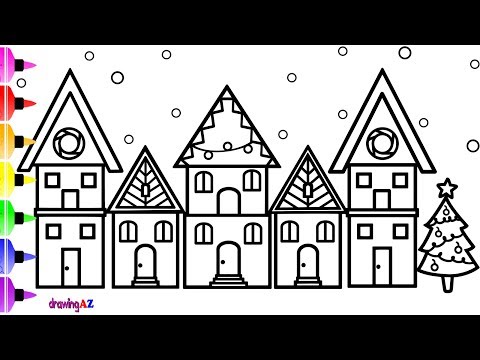 Christmas snow house How to Draw House for Christmas and Christmas House Coloring Page for Kids – Drawing AZ for Kids