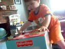 Luke opens a present