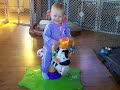 geli riding her new zebra