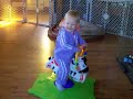 geli riding her new zebra