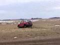 huge tracker jump over road