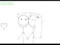 Stick figures in love