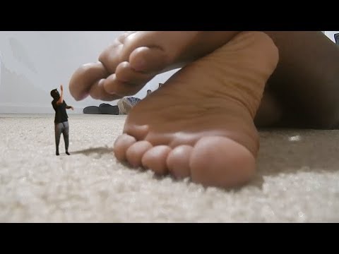 Mini giantess walking around building advert pictures