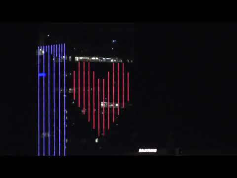 Wielkie serce na wieżowcu w Gdańsku- forma podziękowania dla służb.