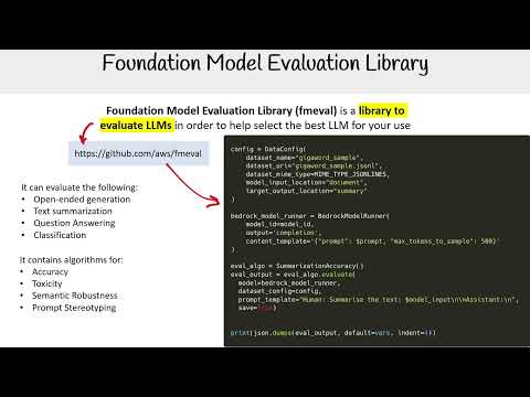 Foundation Model Evaluation Library: Tools and Techniques - AWS AI Practitioner AIF-C01
