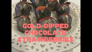 Chocolate Covered Strawberries with Gold Glitter