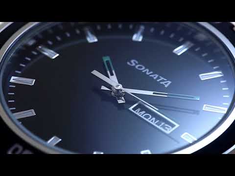 Buy Online Sonata Quartz Analog with Day and Date Black Dial