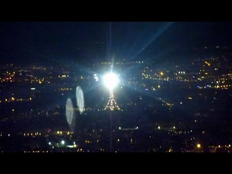 Flying over Paris at night