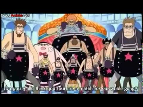 usopp - the strawhats get payback for messin with usopp. and this song is called one piece soundtrack overtaken.
