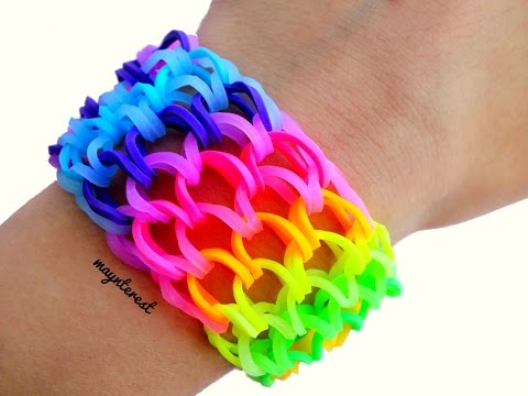 Pulsera de gomitas Escamas de dragón SIN TELAR / Dragon scale cuff bracelet NO LOOM