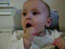 eden has released the hungry beast inside her, so we broke out the puff treats to give her a shot and table foods.  7.5 months old.