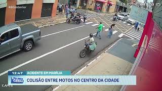 Acidente em Marília: Colisão entre motos no centro da cidade