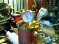 Model twin cyclinder steam engine running on first steam run