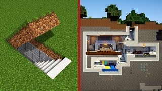 Minecraft: How To Build A Modern Secret Base Tutorial - (Hidden House)