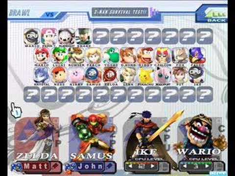最高のスマッシュ友達口論キャラクターはスクリーンを選択します。