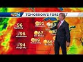Mild monday temperatures give way to hot Tuesday
