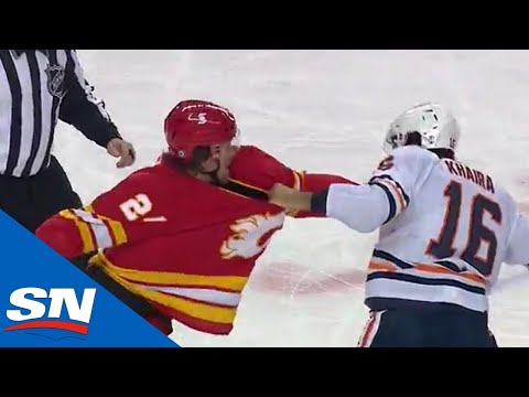 Flames' Brett Ritchie and Oilers' Jujhar Khaira Get In Spirited Tilt