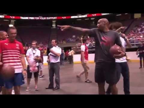 Thierry Henry v Aaron Ramsey in epic basketball shoot-out