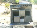 thermite ice block sitting on cinderblocks