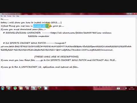 how to patch ea sports cricket 2012