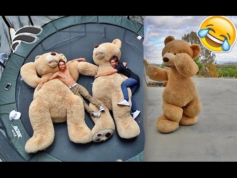 FUNNY TEDDY BEAR COSTUME (TRAMPOLINE TRICKS)