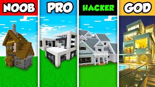 Minecraft NOOB vs. PRO vs. HACKER vs GOD : LUXURY FAMILY HOUSE BUILD CHALLENGE in Minecraft!