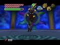 moon
final boss: majora
fierce deity's mask

mujara's lair
  i. again if you want to challenge the game
   then don't use your new fierce deity's
   mask.
  ii. mujara's mask; form i
   1. there are a total of 4 forms of the
    mask, each one harder than the
    last.
   2. he is simple to hurt, shoot arrows
    at it or swipe it with your sword if
    you can reach.
   3. after a few hits is will transform
    into a more deadly form.
  iii. mujara's mask; form ii
   1. this time the other sacred masks
    will come off of the wall and start
    trouble.
   2. you can take them out with a few
    arrow shots for good or a swipe
    with your sword.
   3. it may be a good idea to get rid of
    them asap.
   4. mujara also starts to breath fire at
    you that can become a pain in the
    royal duff.
   5. you can use your mirror shield
    as regular link to avoid this.
   6. attack with your sword and
    arrows again.
  iv. mujara's mask; form iii
   1. this time it grows arms and legs
    and is very fast.
   2. you can use arrows to take him
    down fast or go over to him and
    hit him with the deity's sword if
    you can catch him.
   3. if you want to the deku form can
    be helpful. his spins can dodge
    his attacks and take him down
    when he is on the ground.
  v. mujara's mask; form iv
   1. this is the final and most deadly
    form. his arms are like whips
    and can take you out at distances,
    so shooting arrows is pretty hard,
    but necessary if you are link.
   2. z target is your best friend.
    shoot arrows while it is on or
    jump slash with your sword if
    you see an opening.
   3. when it is down go after it with
    your strongest sword and start off
    with a jump slash and followed
    up with a series of swipes.
  vi. if you are successful the evil will exit
   mujara's mask allowing you to take it
   peacefully.